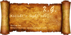 Kollár Győző névjegykártya